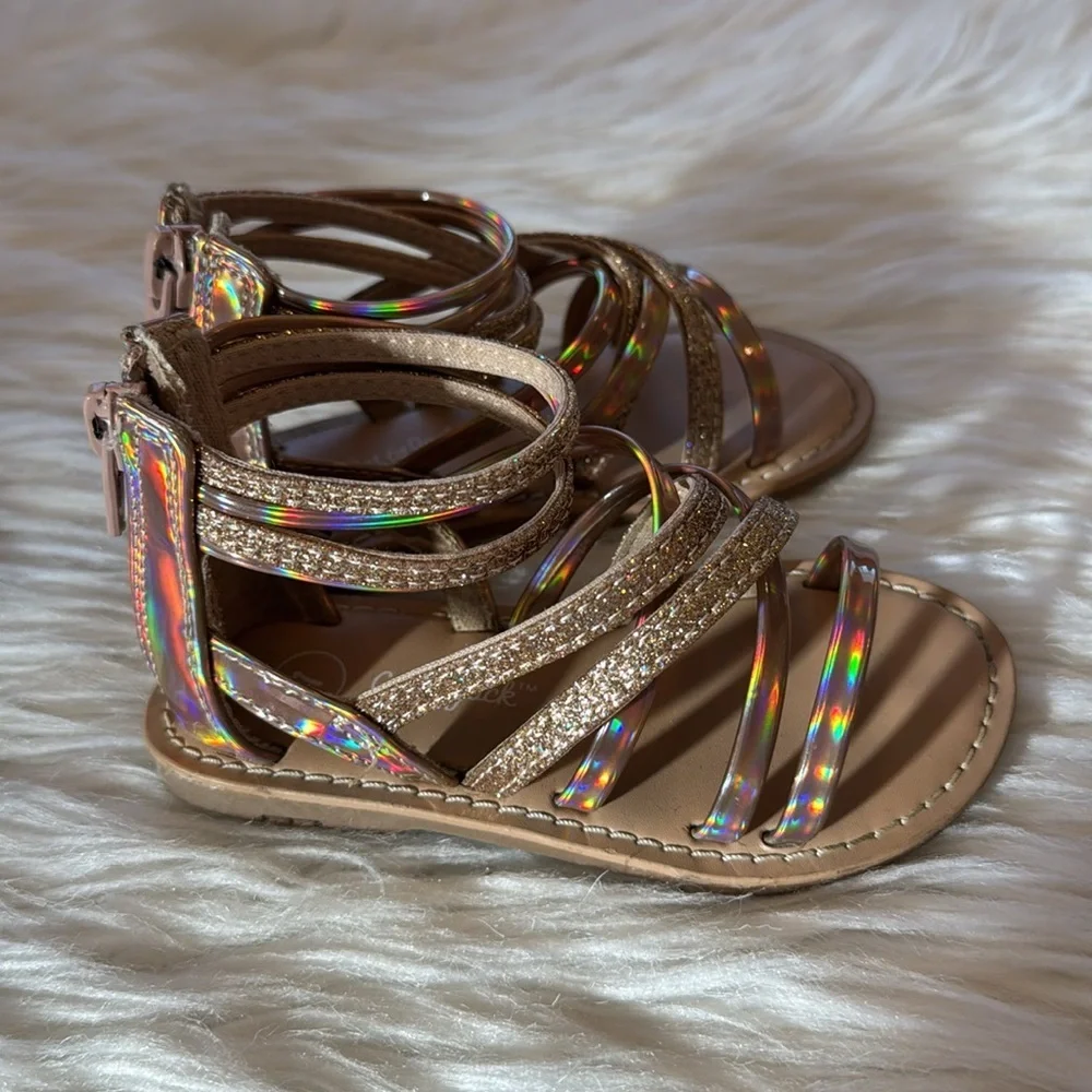 Cat & Jack toddler sandals size 7 color gold/tan